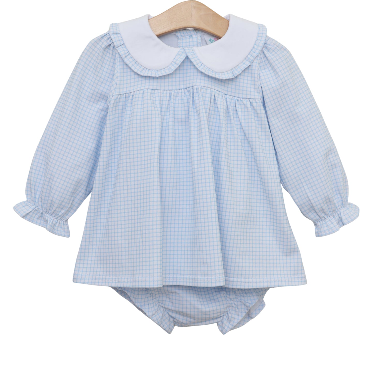 Catherine Blue Windowpane Diaper Set