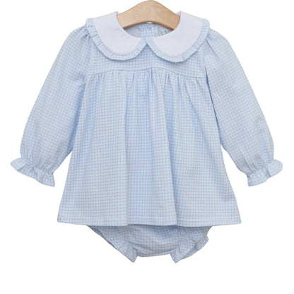 Catherine Blue Windowpane Diaper Set