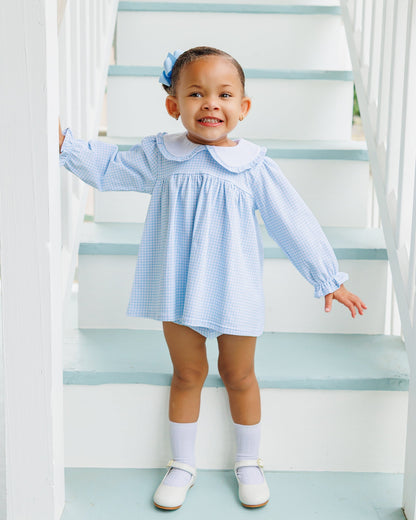 Catherine Blue Windowpane Diaper Set
