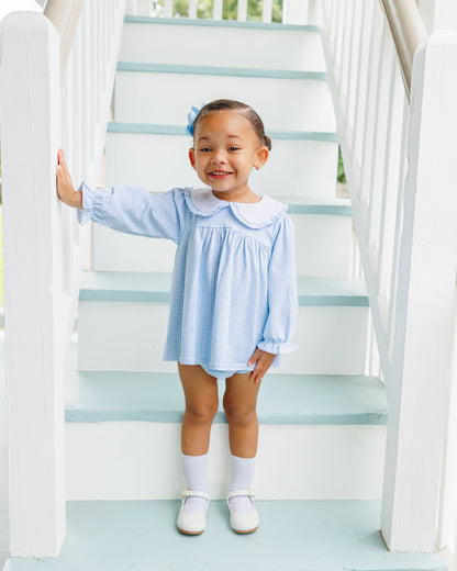 Catherine Blue Windowpane Diaper Set