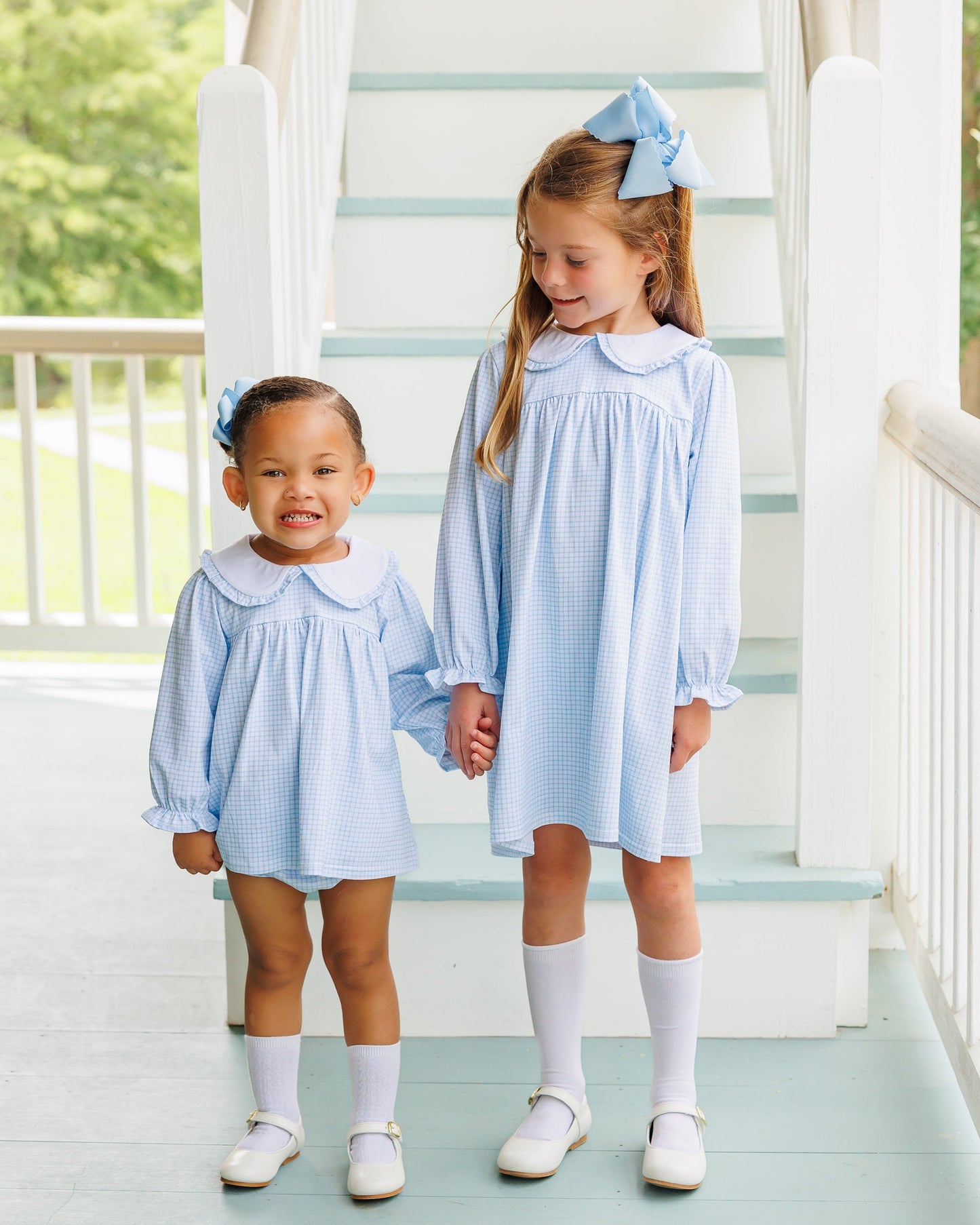 Catherine Blue Windowpane Diaper Set
