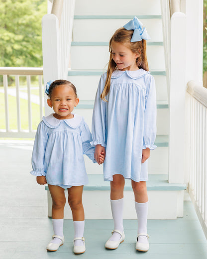 Catherine Blue Windowpane Diaper Set