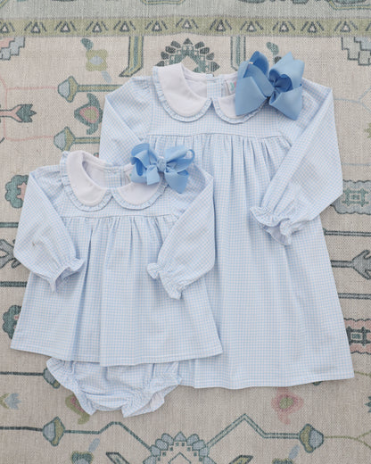 Catherine Blue Windowpane Diaper Set