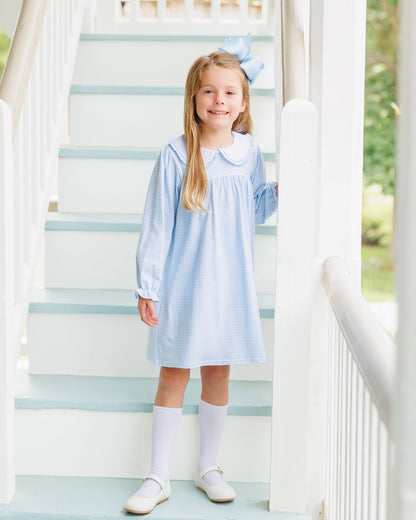 Catherine Light Blue Windowpane Dress