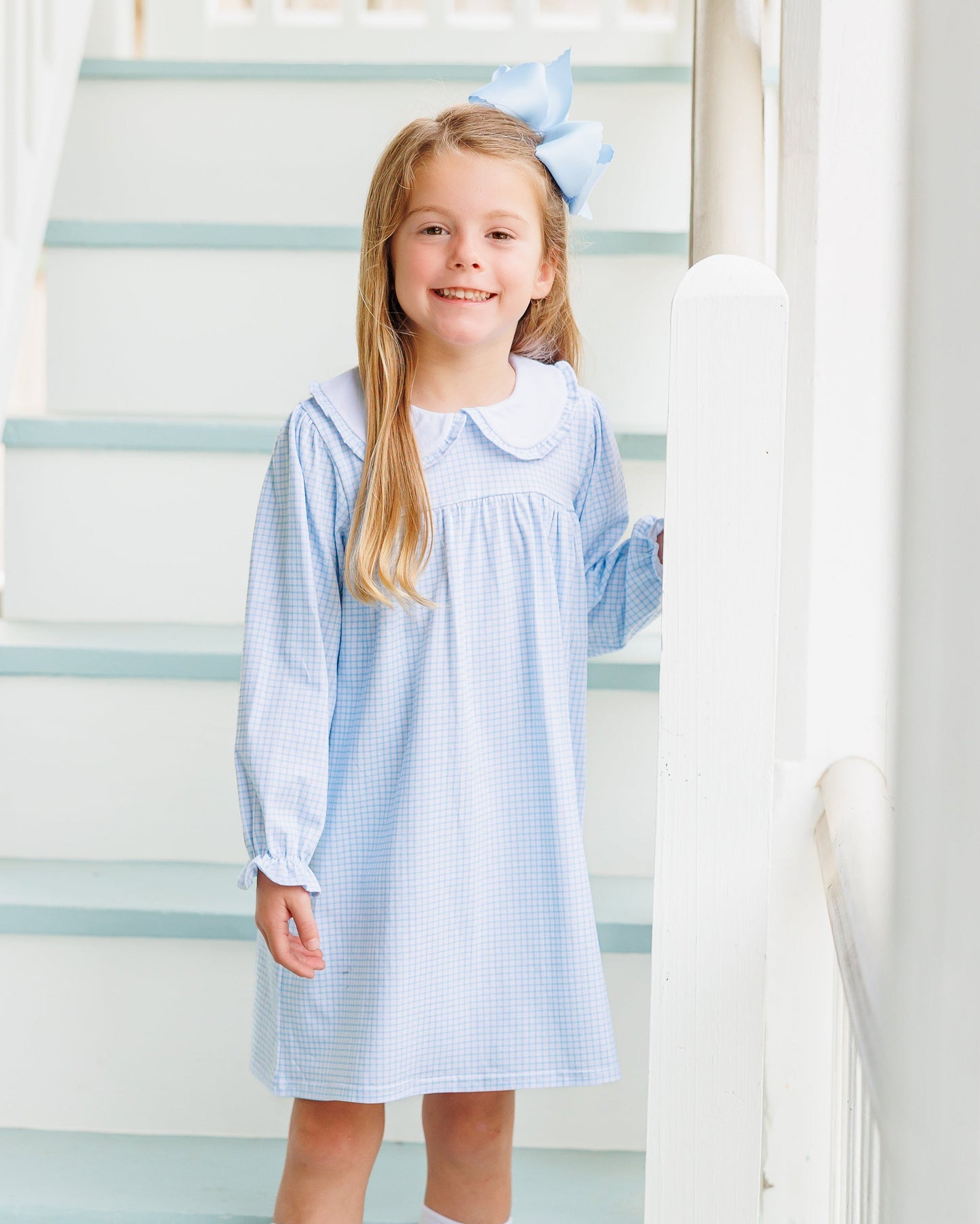 Catherine Light Blue Windowpane Dress