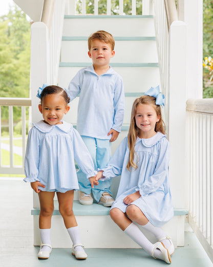 Catherine Light Blue Windowpane Dress