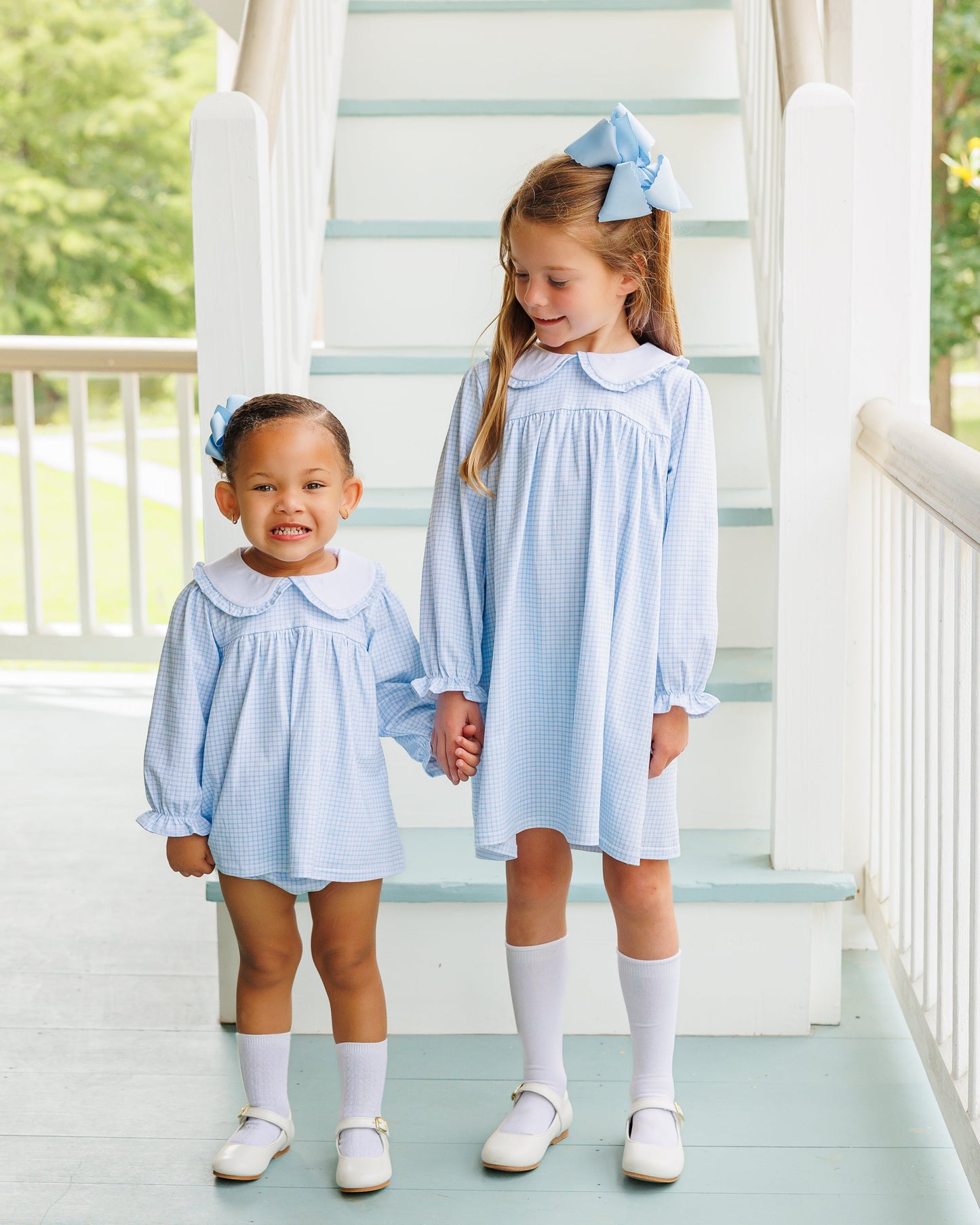 Catherine Light Blue Windowpane Dress