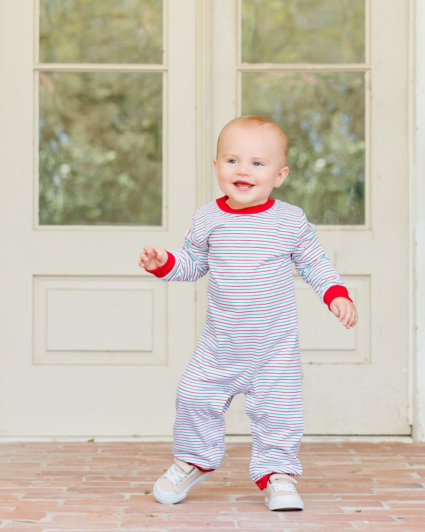 Candy Stripe Thomas Romper