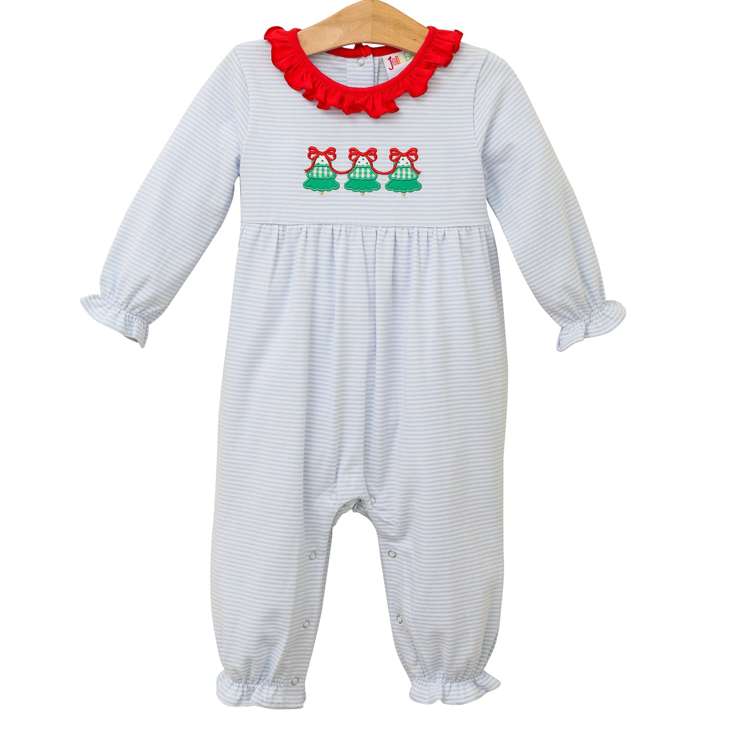 Christmas Tree Trio Romper Ruffled Girl