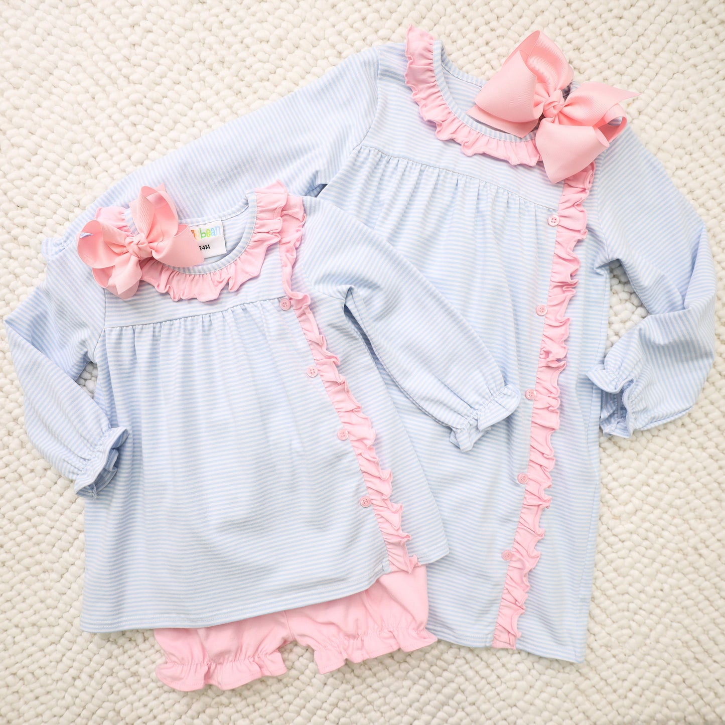 Clara Bloomer Set Light Blue Light Pink Stripe