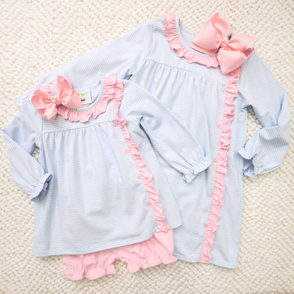 Clara Bloomer Set Light Blue Light Pink Stripe