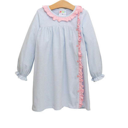 Clara Dress Light Blue Stripe Light Pink