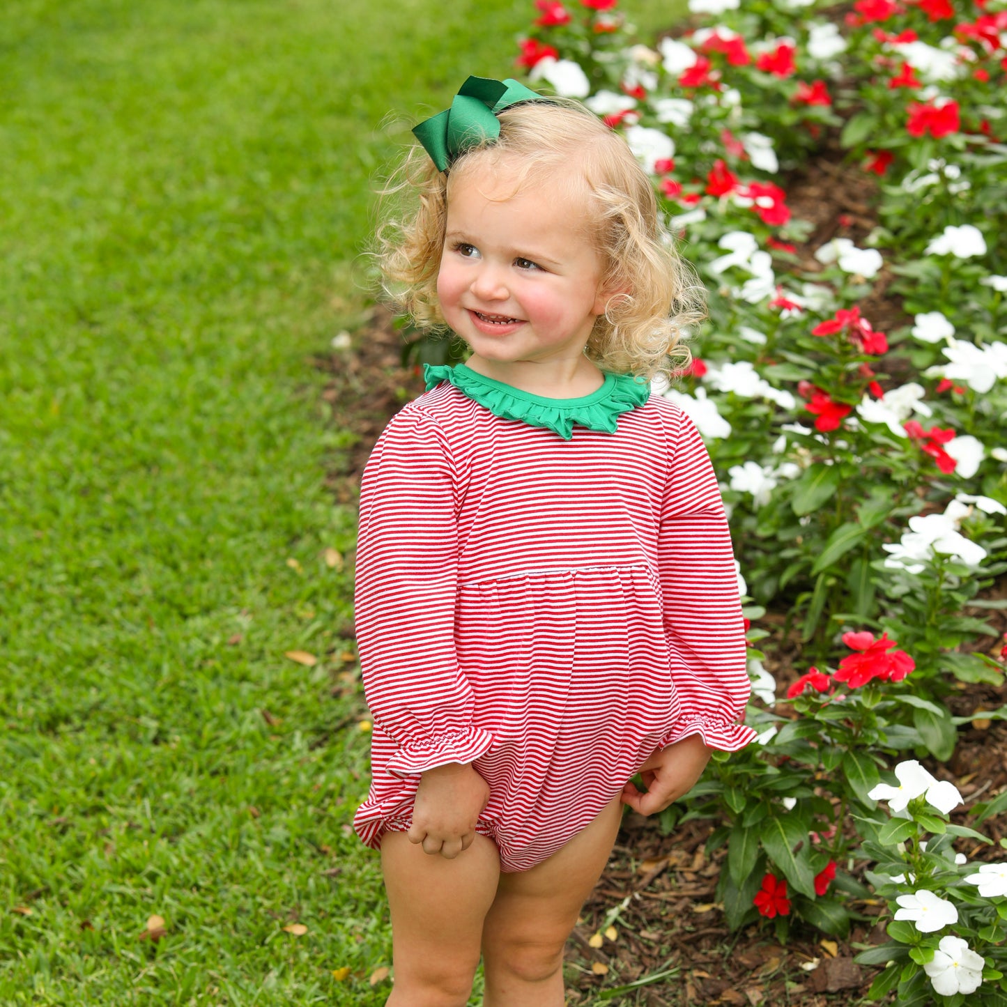 Emily Bubble Red Stripe and Green