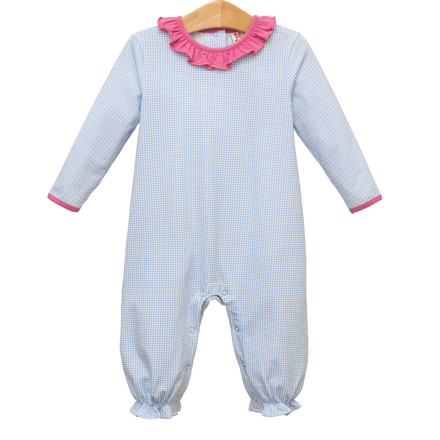 Emily Romper Blue Windowpane and Plum