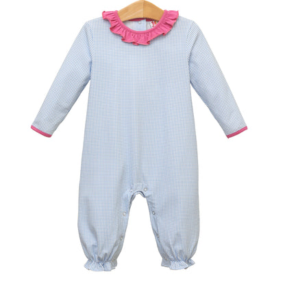 Emily Romper Blue Windowpane and Plum