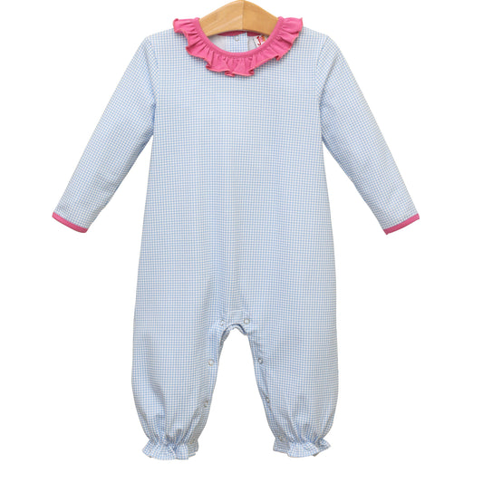 Emily Romper Blue Windowpane and Plum