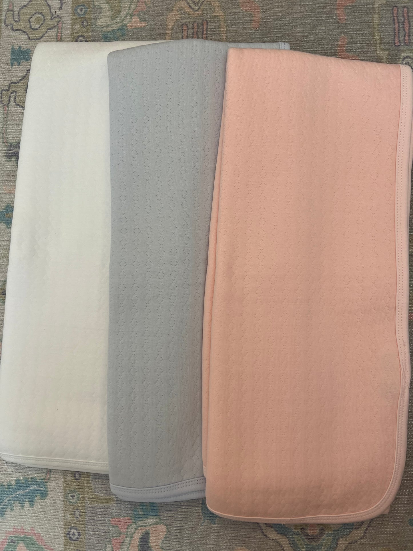 Plush Pearl Luxury Baby Bib, Burp, or Blanket or full set PINK, BLUE,WHITE