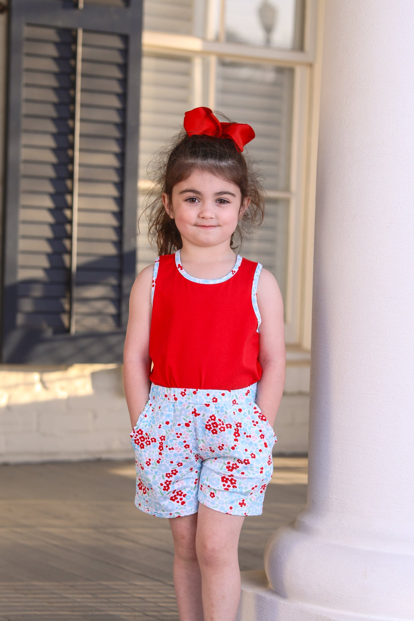 Freedom flutter floral bow back short set