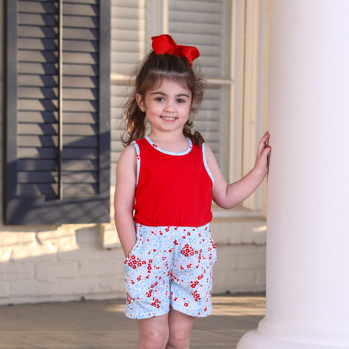 Freedom flutter floral bow back short set