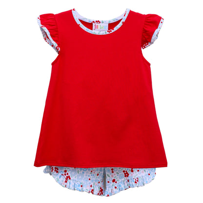Freedom flutter floral Ruffled Short Set