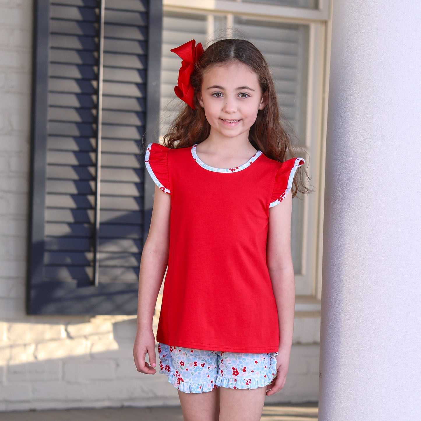 Freedom flutter floral Ruffled Short Set