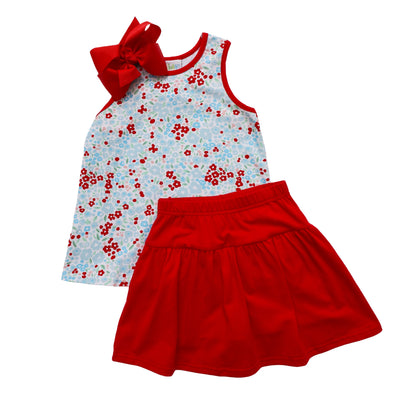 Freedom flutter floral skort Set