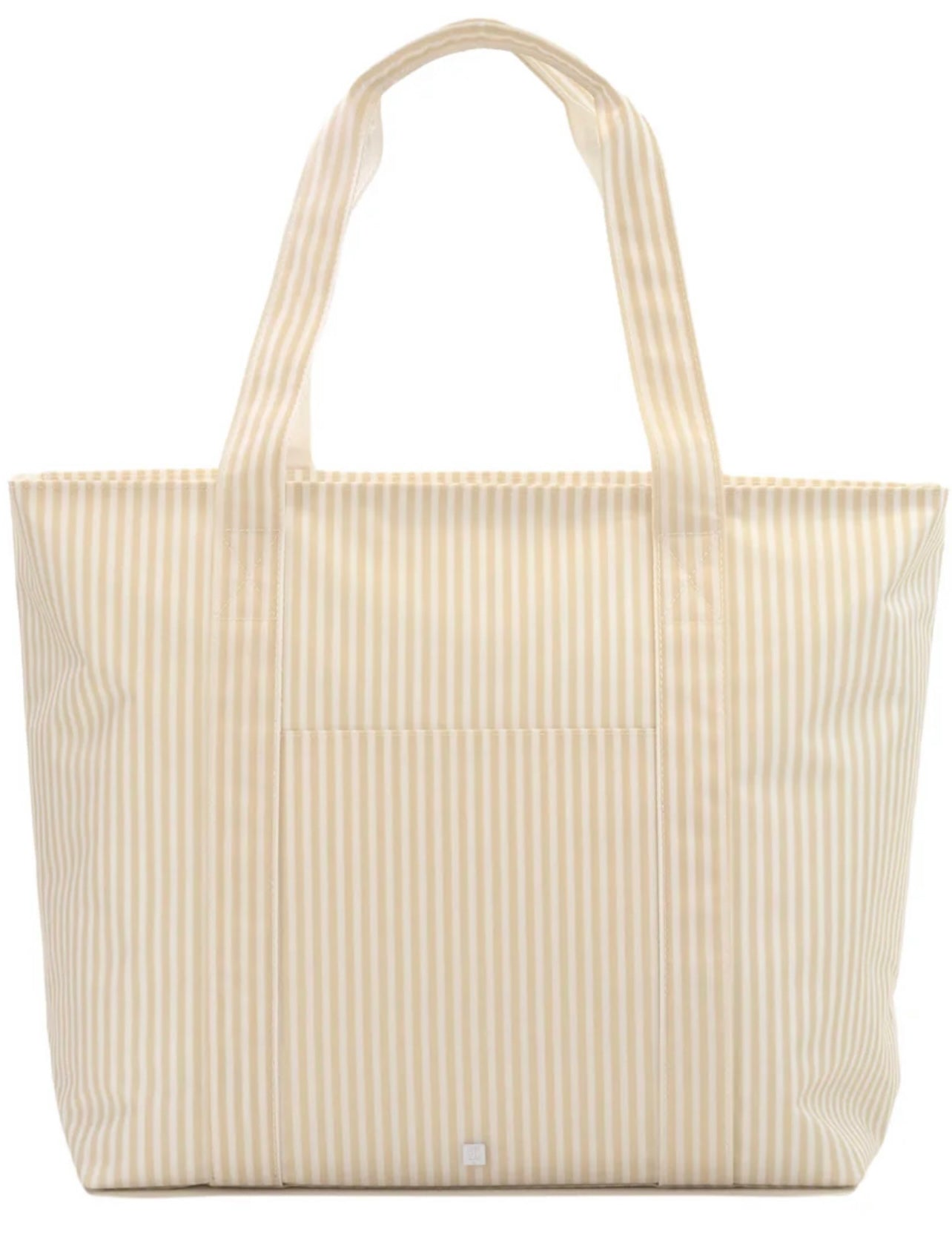 TRVL XL JUMBO TOTE with luggage slide on suitcase