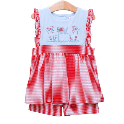 Grand Old Flag Ruffled Short Set