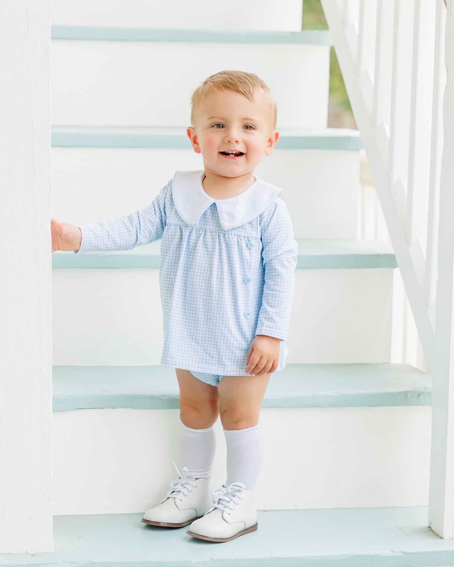 Liam Diaper Set Blue Windowpane