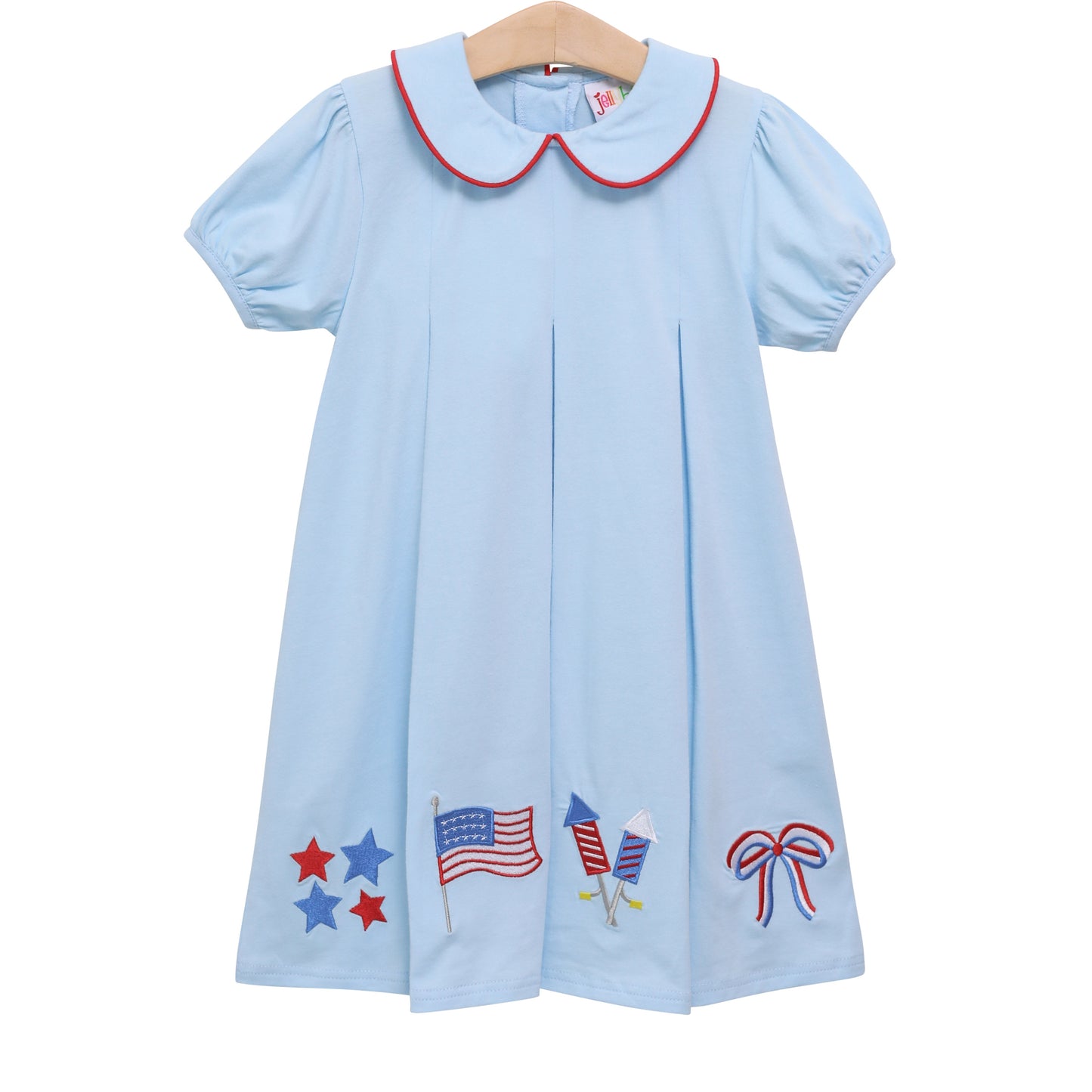 Patriotic Pleat Embroidery Dress