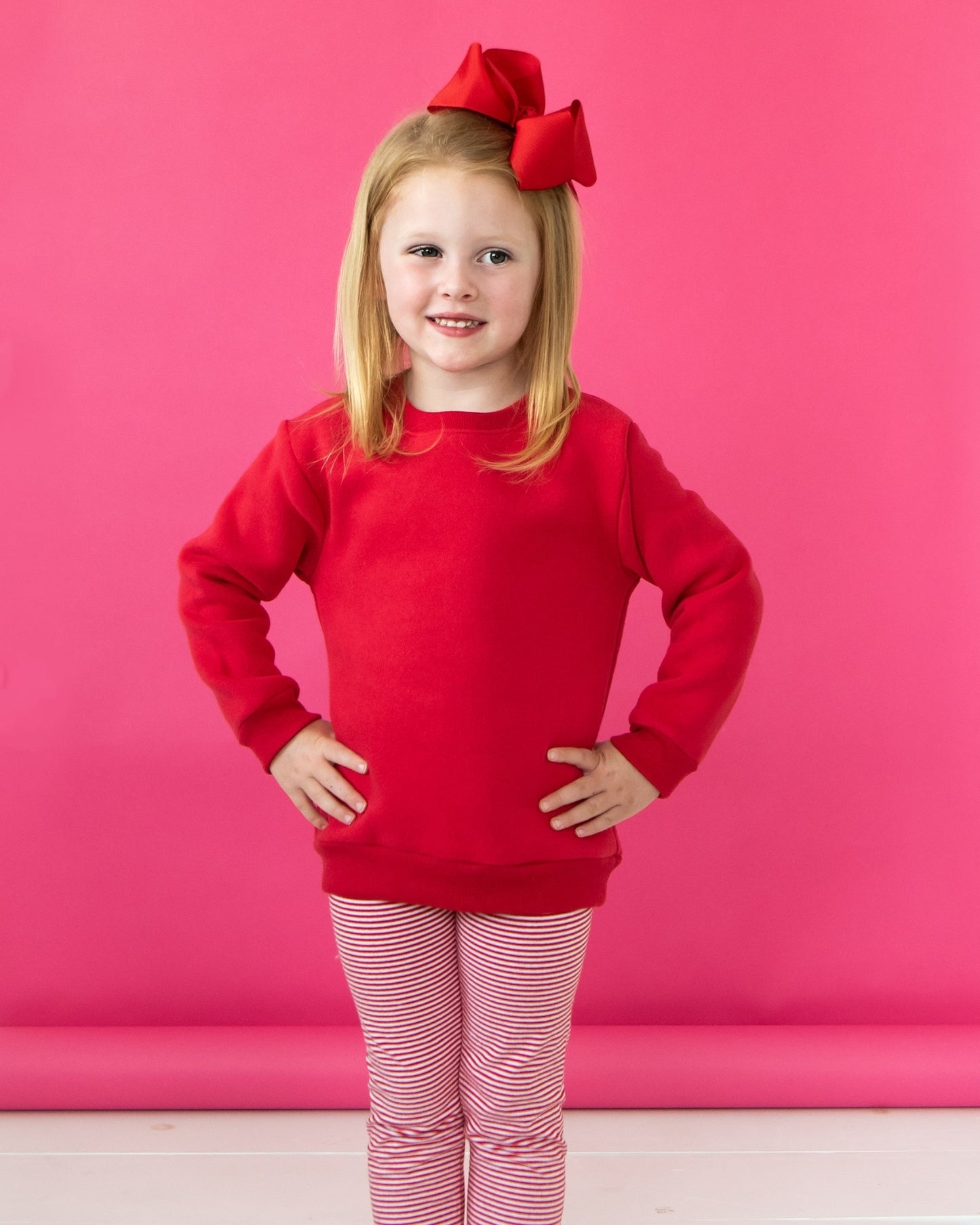 Pullover Red Fleece Sweatshirt Ruffle