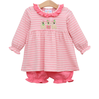 Puppy Party Ruffled Bloomer Shorts Set