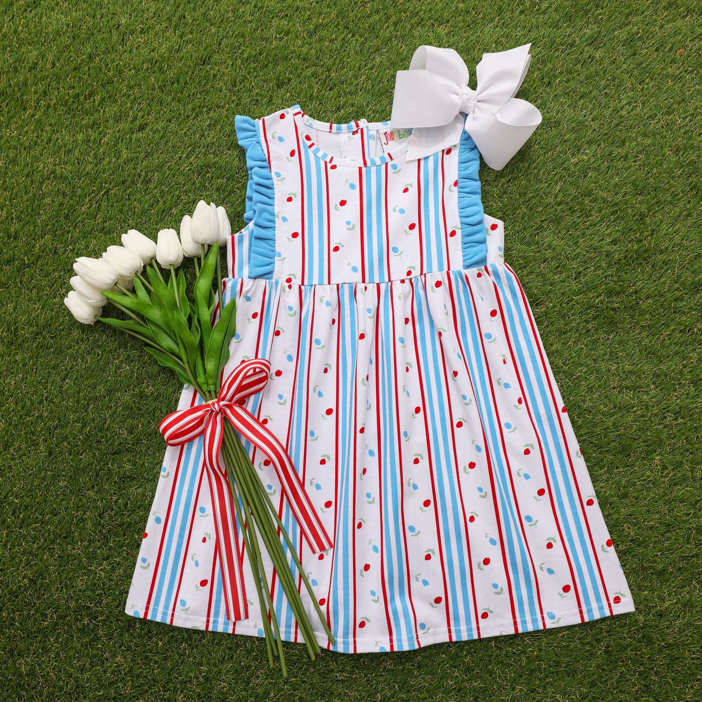 Red, White, and Blue Rosebud Dress