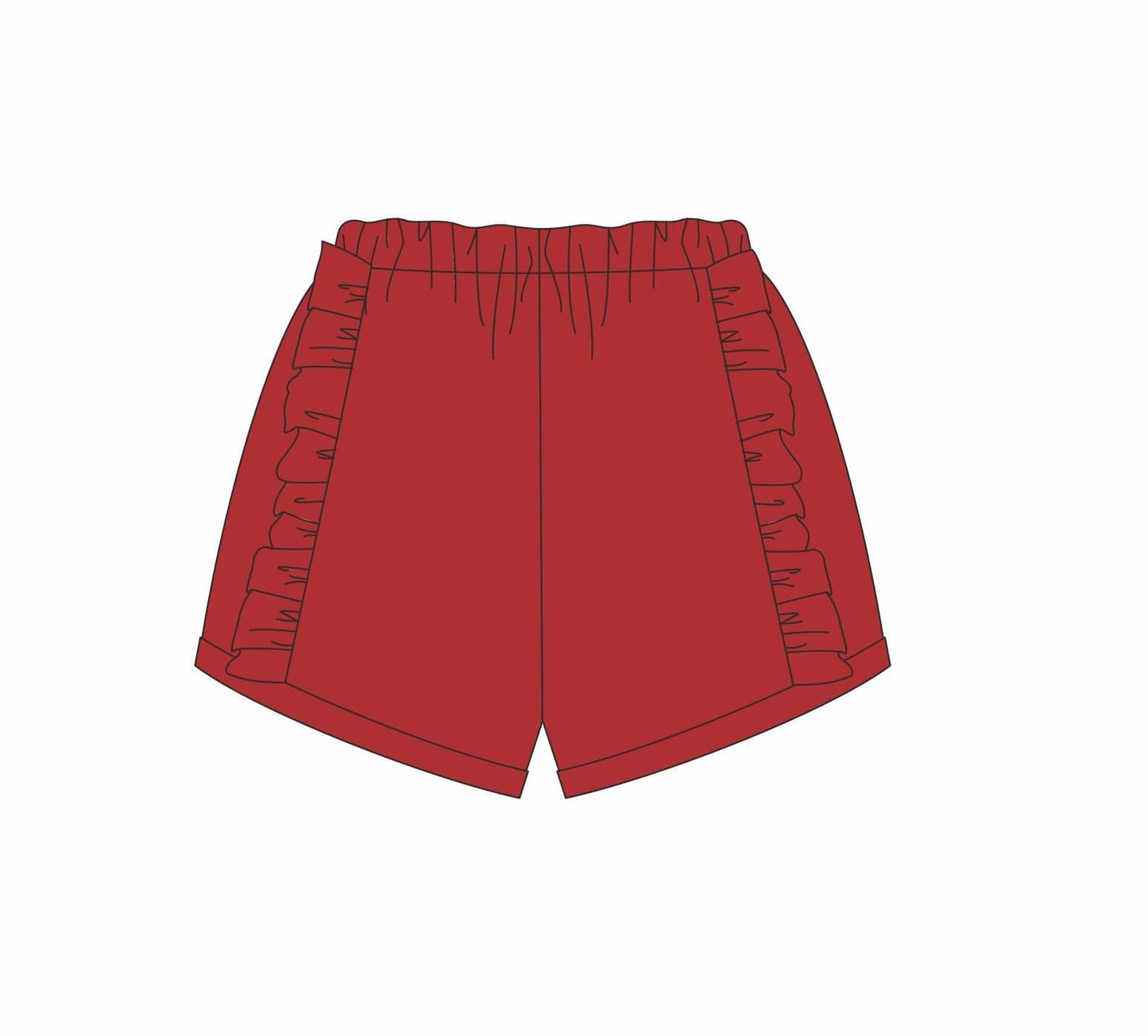 Girls Ruffled Shorts Red