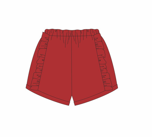 Girls Ruffled Shorts Red