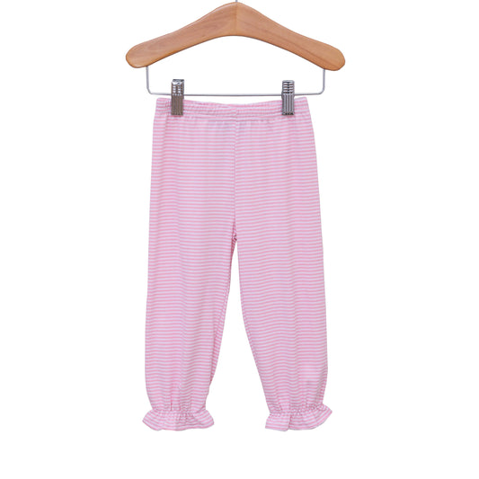 Girls Light Pink Stripe Ruffled Pants