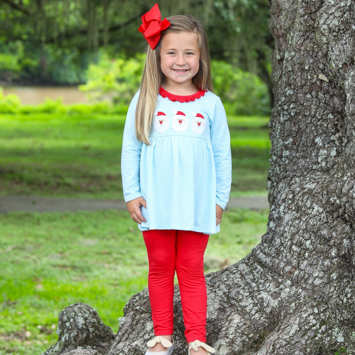 Santa Trio Ruffled Pants Set