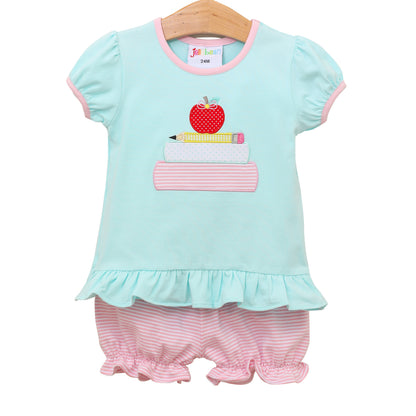 School book stack bloomer short set