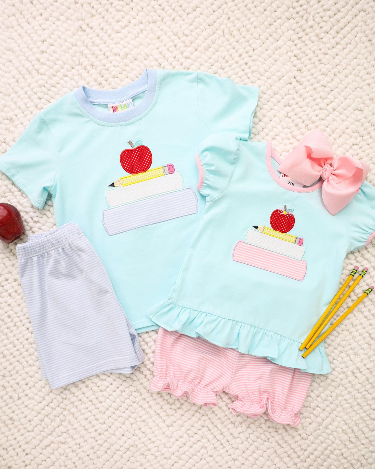 School book stack bloomer short set