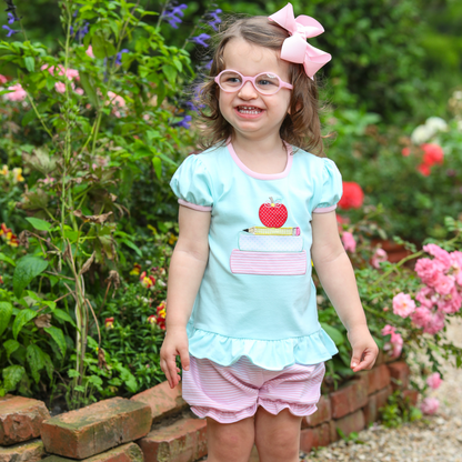 School book stack bloomer short set