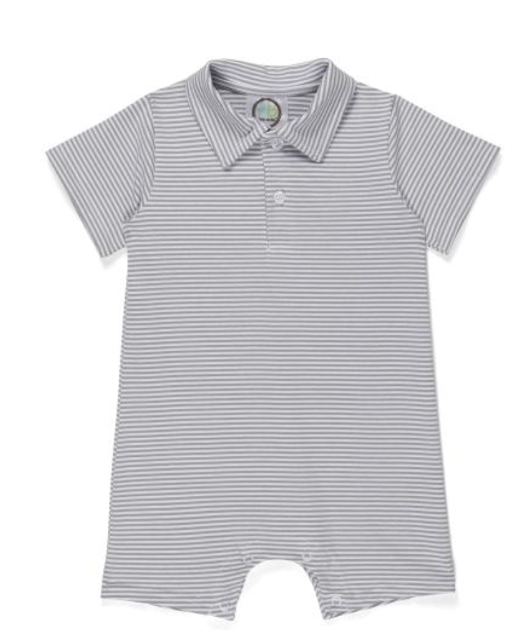 Blank Boys Short Sleeve Polo Styled Romper Striped