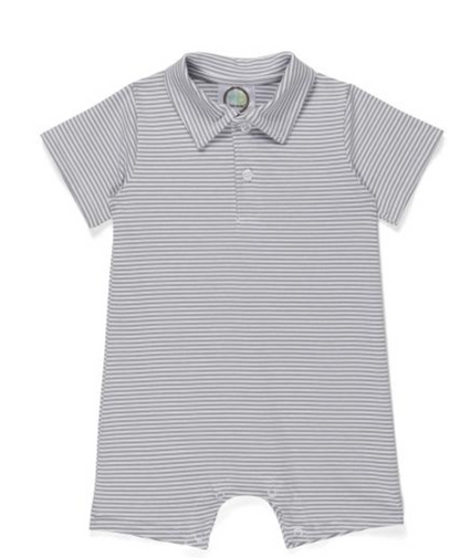 Blank Boys Short Sleeve Polo Styled Romper Striped