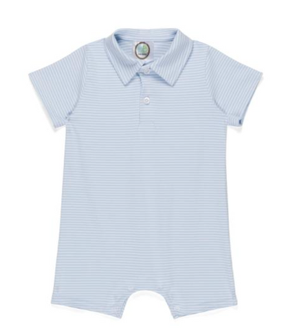 Blank Boys Short Sleeve Polo Styled Romper Striped