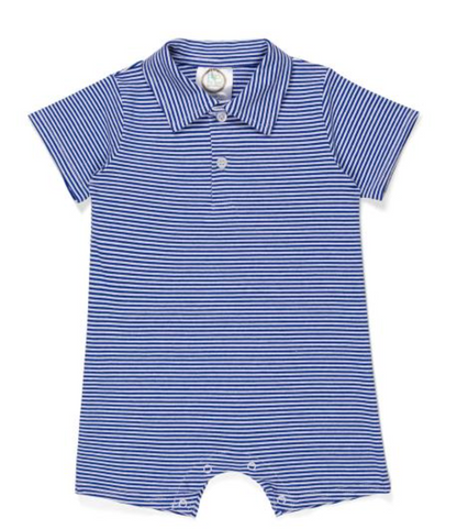 Blank Boys Short Sleeve Polo Styled Romper Striped