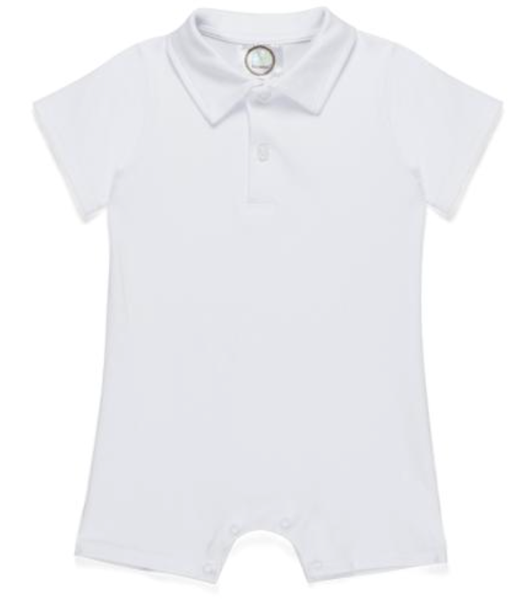 Blank Boys Short Sleeve Polo Styled Romper Solid