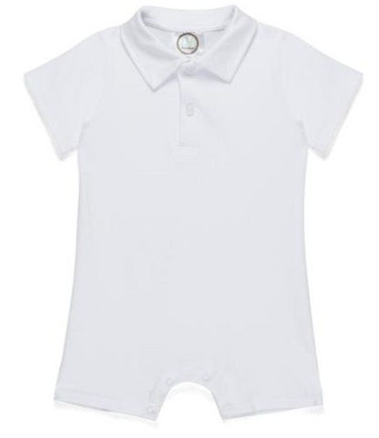 Blank Boys Short Sleeve Polo Styled Romper Solid