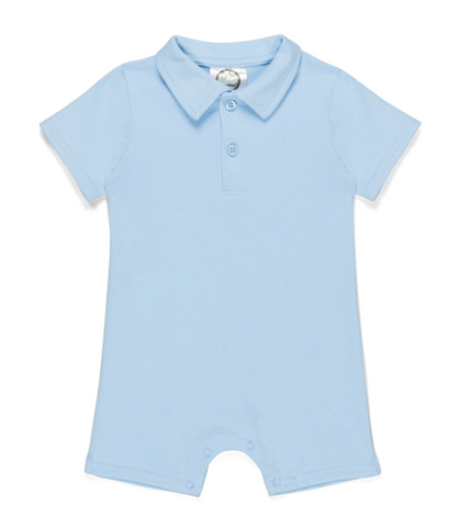 Blank Boys Short Sleeve Polo Styled Romper Solid