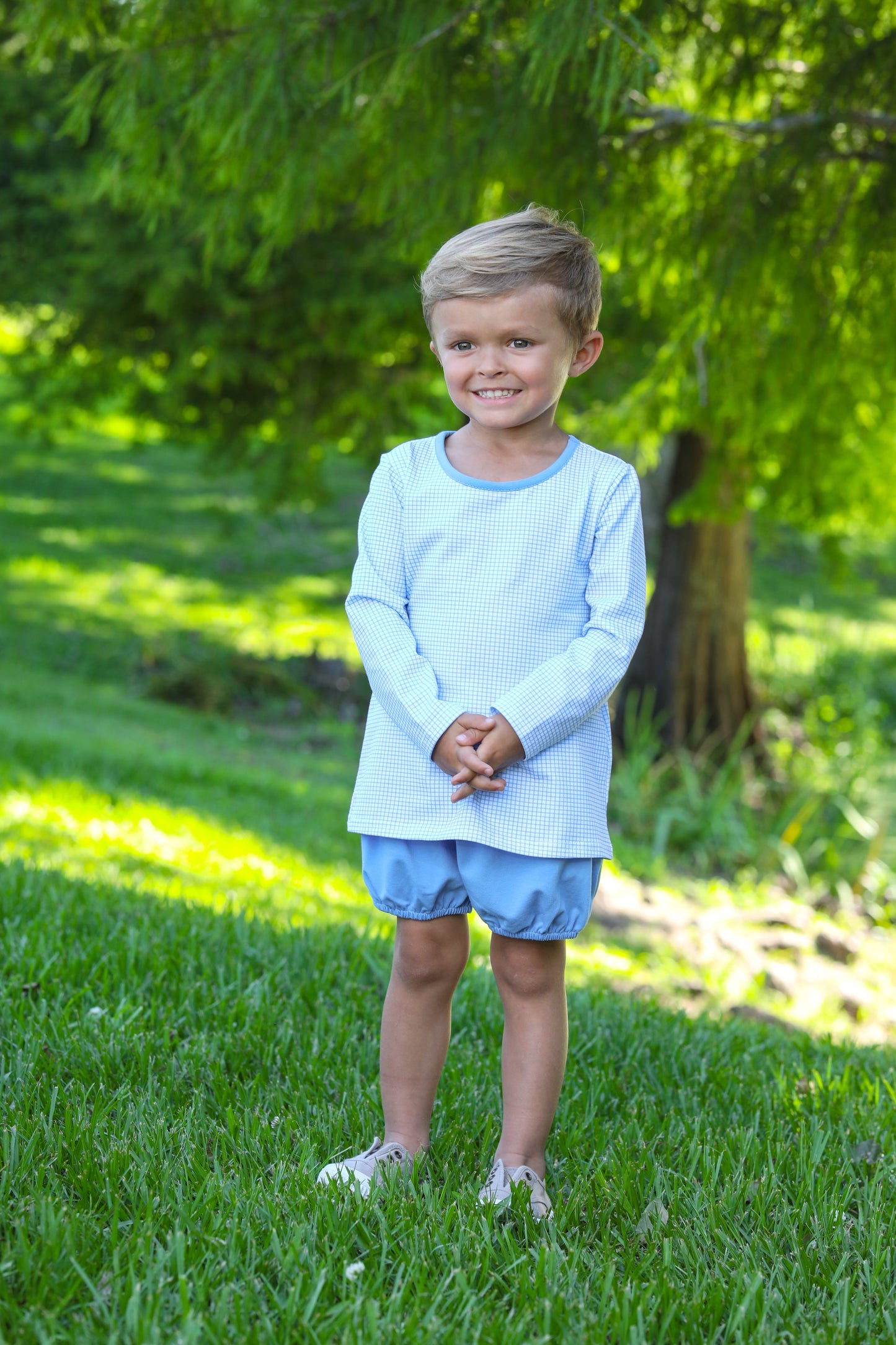Thomas Blue Windowpane Bloomer Set Boy