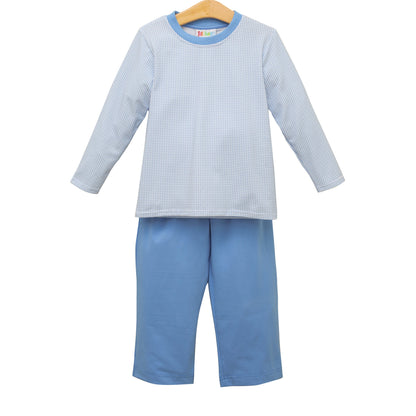 Thomas Blue Windowpane Pants Set