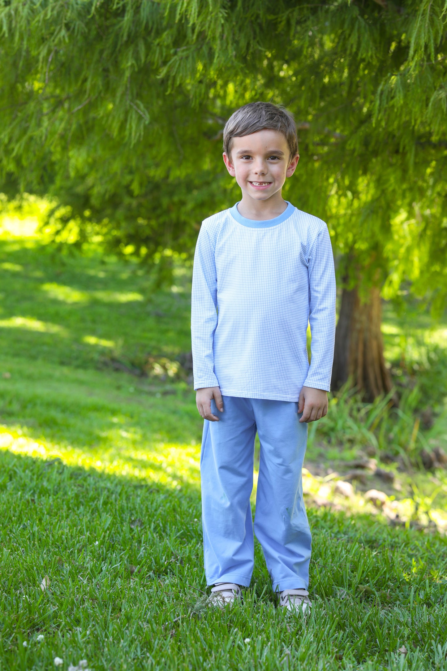 Thomas Blue Windowpane Pants Set